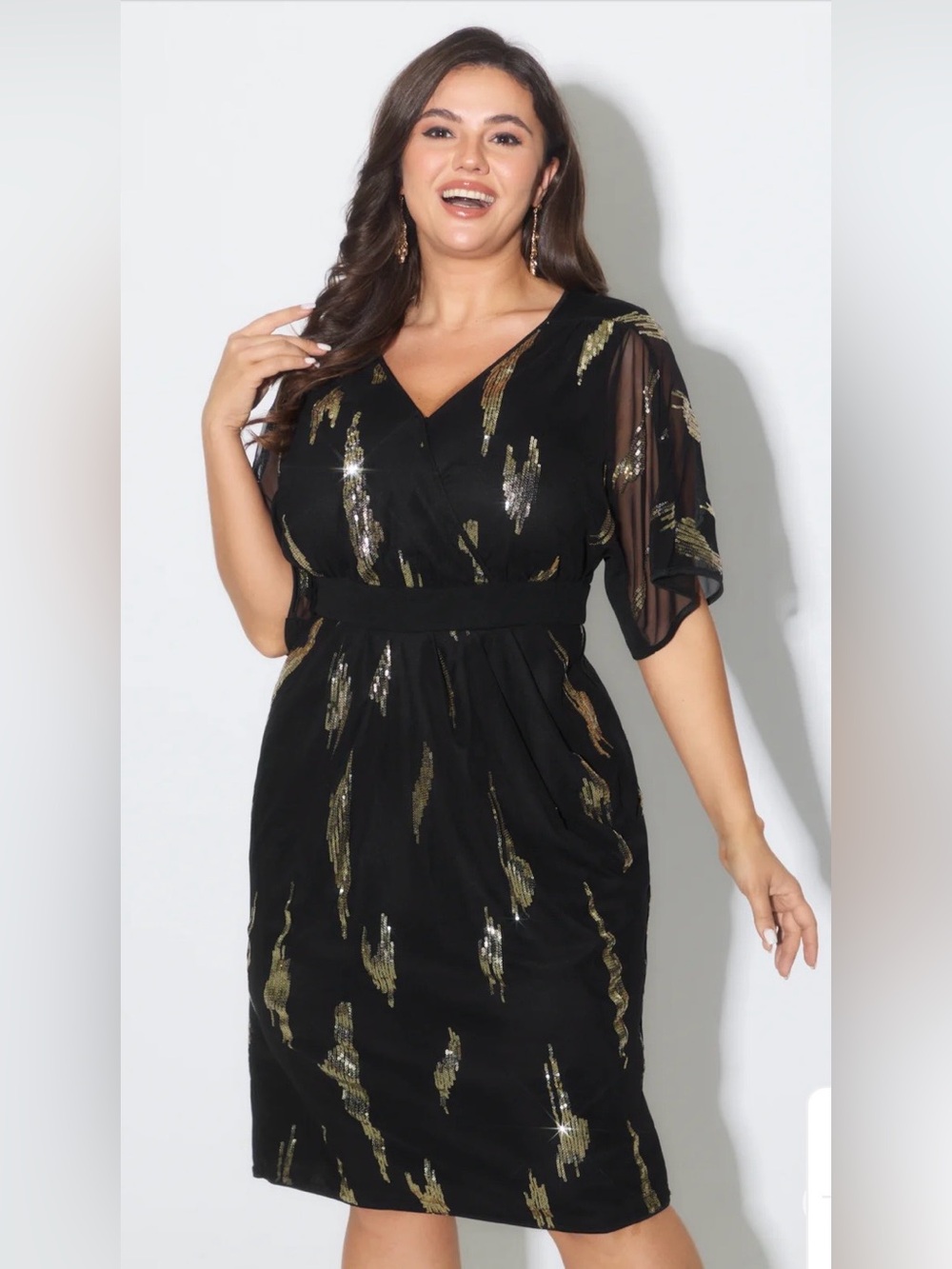 NWT Bloomchic  silver sequined  comfortable waist  dress. Sz. 12
